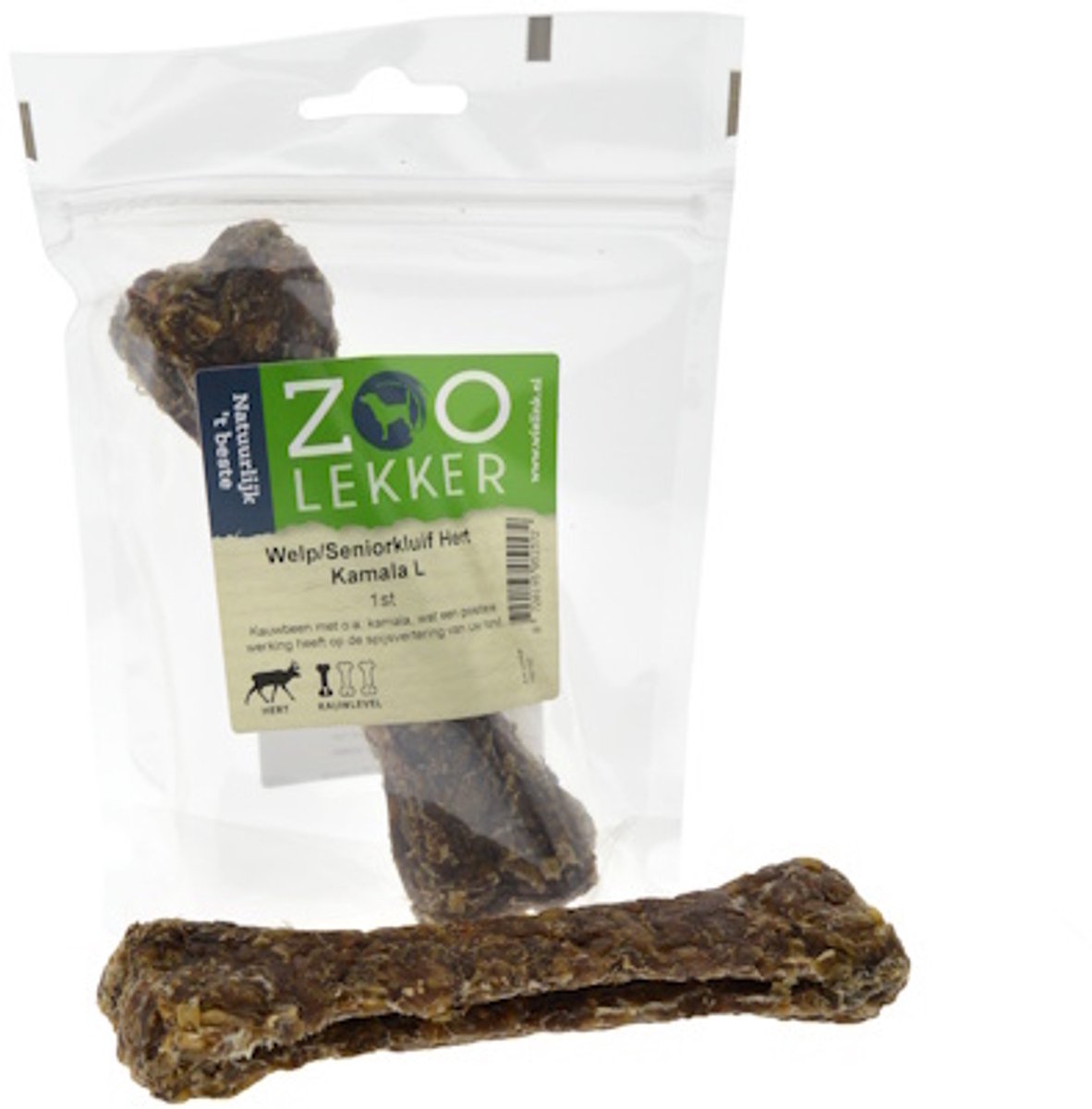 Zoolekker Welp en senior kluif hert kamala L - harde kauwsnack met natuurlijke ondersteuning, 17 cm