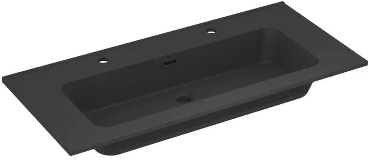 Allibert wastafel Shadow 100cm zwart mat 2 kraan gaten