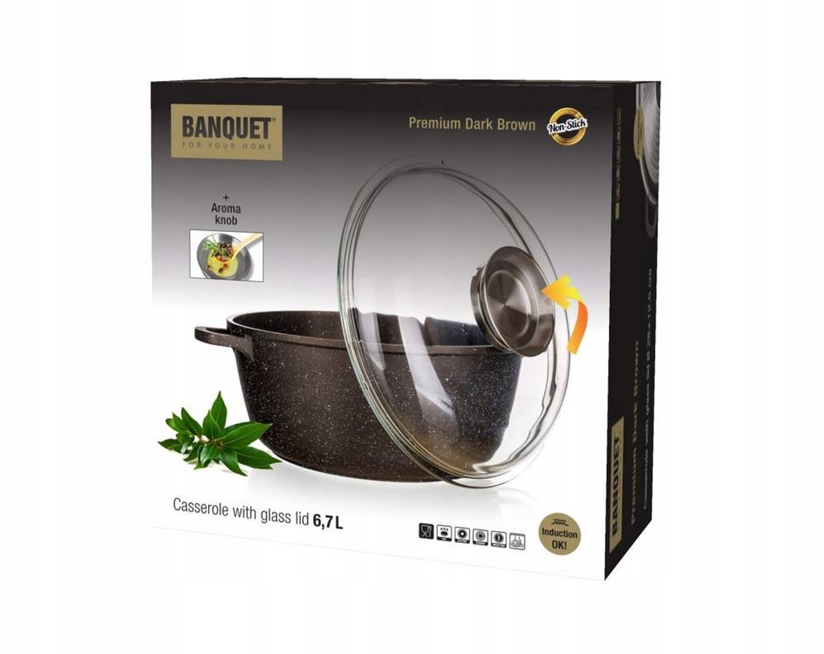 Banquett Granite Brown Braadpan 6.7L met Kruiden-Doseerder
