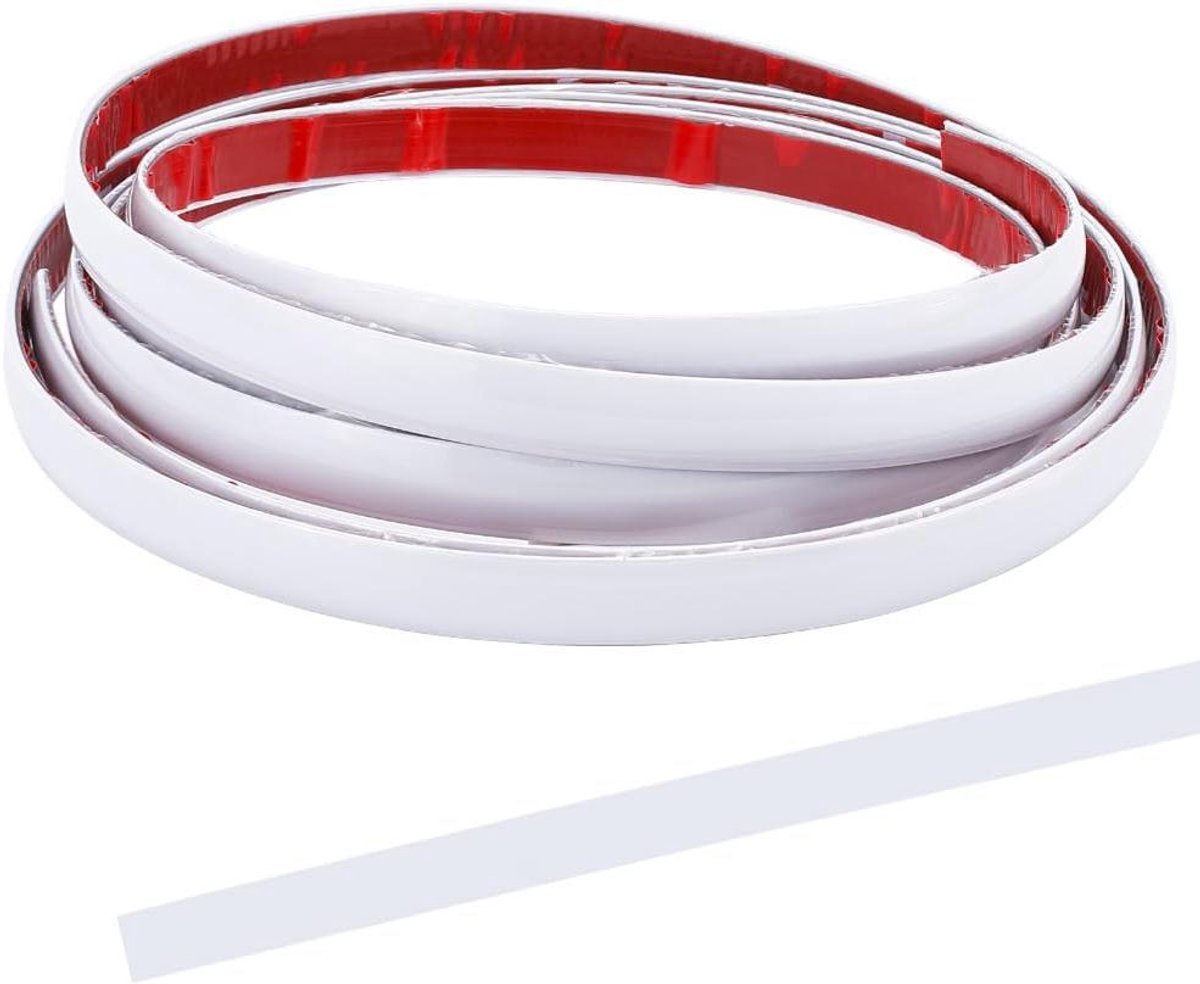 TTGoods - Auto interieur vormstrip in witte chroomstijl van flexibel pvc - 3 meter x 14,5 mm - Voor auto bumpers, kasten en meer