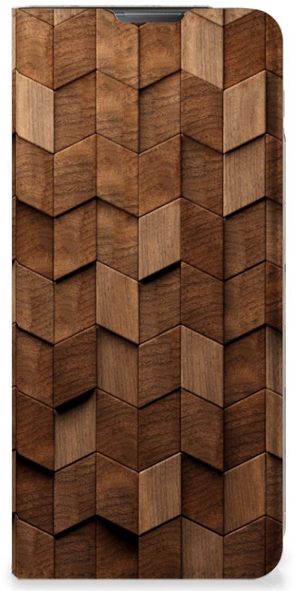 Book Wallet Case voor Motorola Moto E20 Wooden Cubes