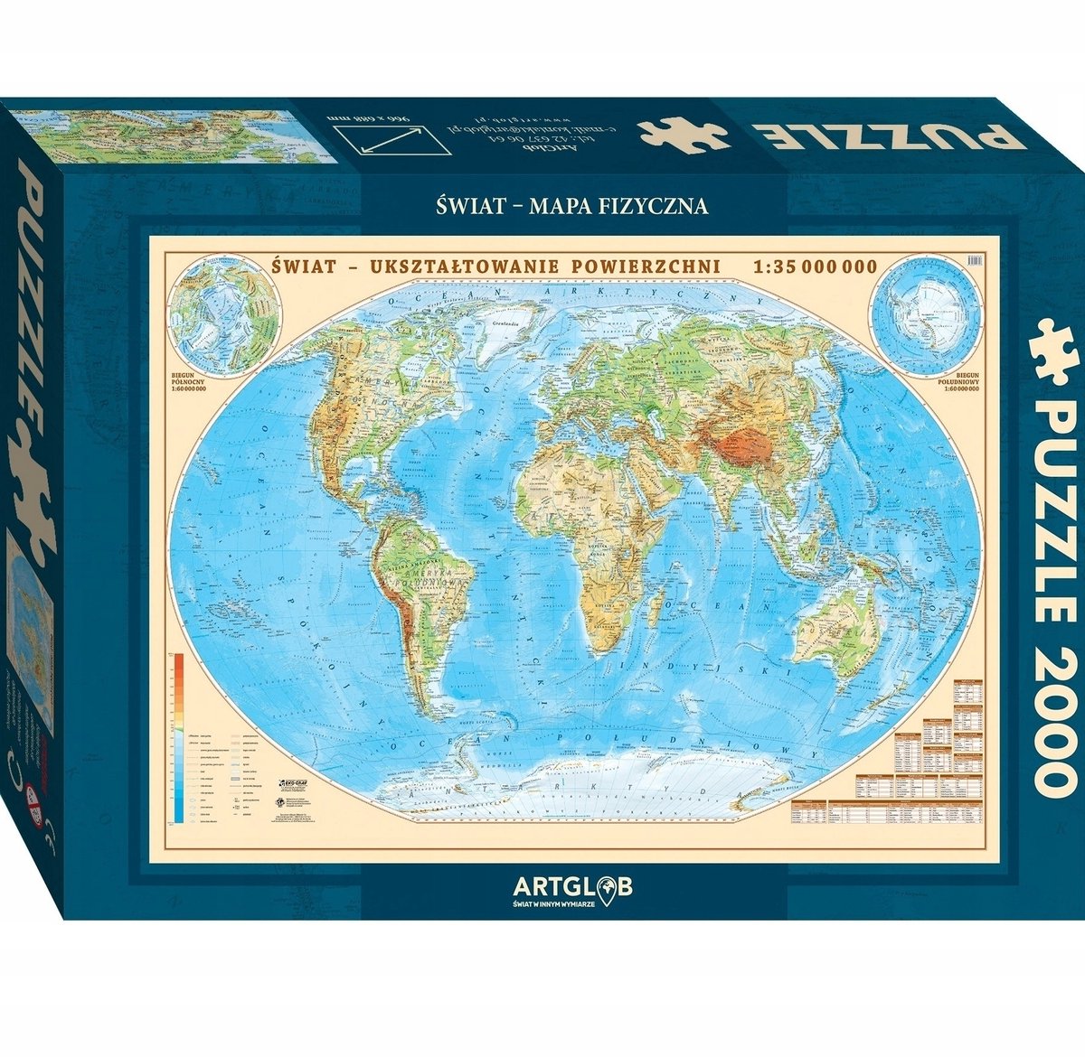 Fysieke wereldpuzzel 2000 stukjes - Educatieve geografie-puzzel