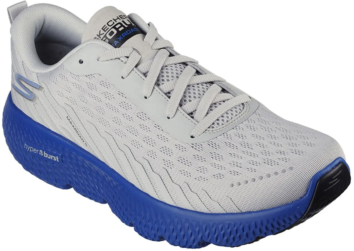 SKECHERS GO RUN MAXROAD 5 - Hardloop schoenen heren, grijs, maat 43 EU, lichtgewicht en comfortabel, plat design, rond neus, voor uitdagingen op verhard terrein