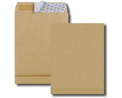 GPV akte-envelop C4 met zijvouw en blokbodem, 22,9 x 32,4 x 3 vm, bruin, zonder venster, zelfklevend