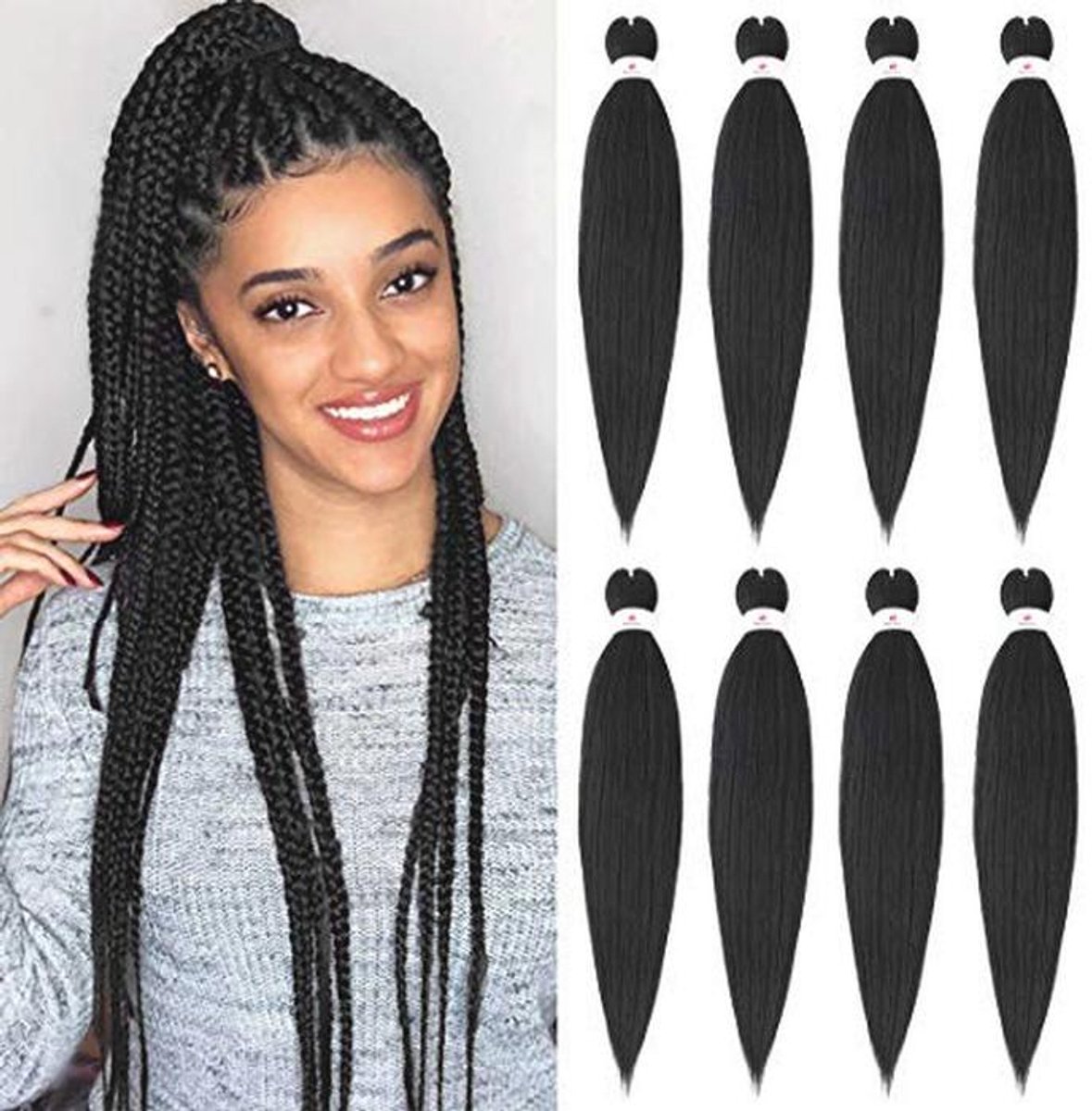Voorgestrekt vlechthaar 26 inch - Professionele haarextensies met Yaki-textuur