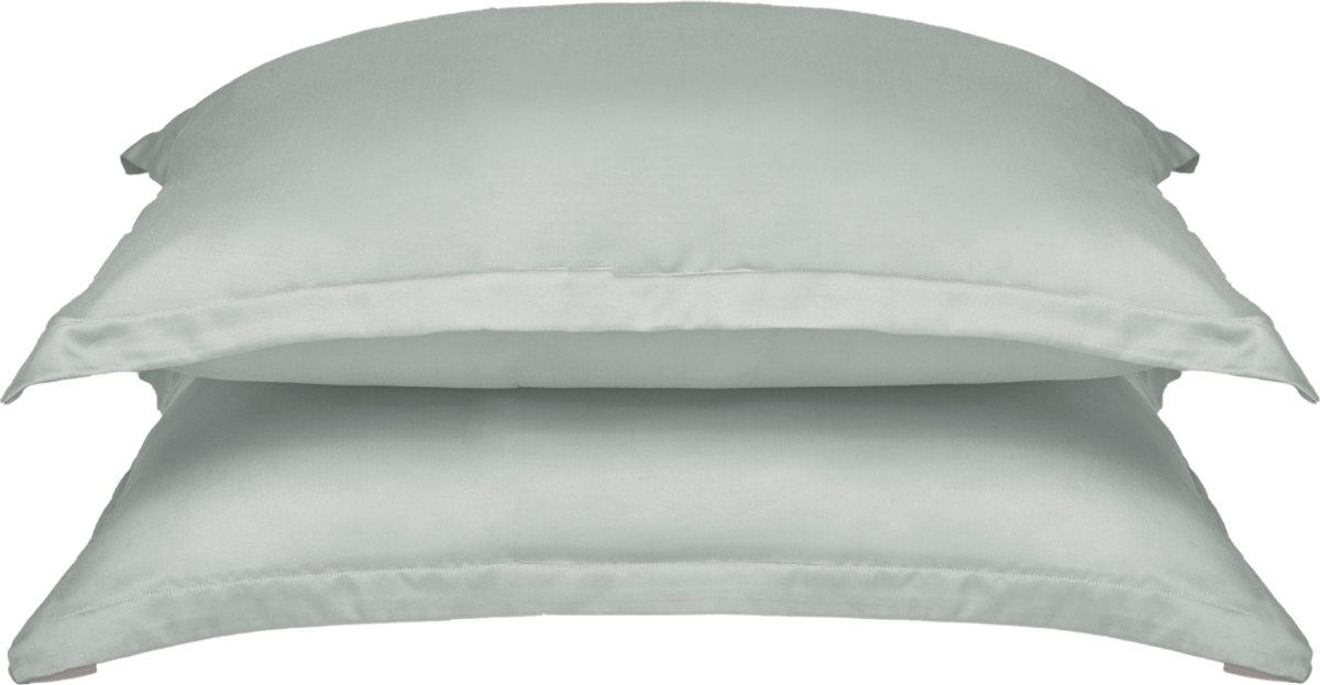 Coco & Cici Coco & Cici - Tencel kussensloop - 60 x 70 - beauty pillow - groen grijs - zacht, luxe en duurzaam beddengoed 1 kussensloop 60x70