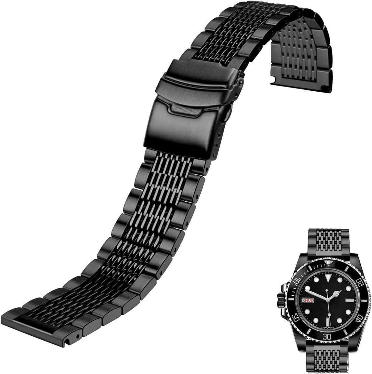 Nordivar - Mesh roestvrij stalen horlogeband 18mm 20mm 22mm 24mm - metalen band voor heren dames met stijlvol design