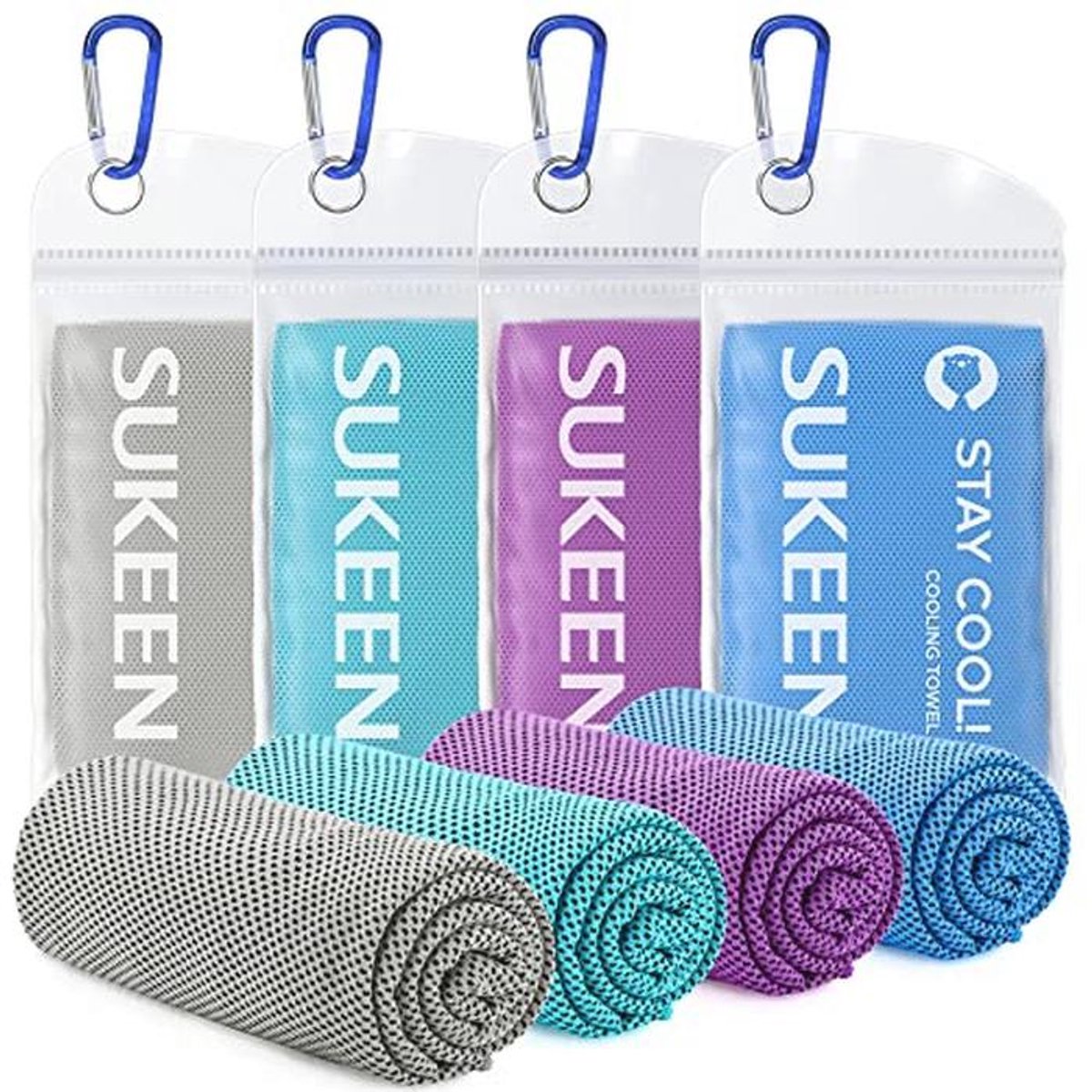 Koelhanddoek Set van 4 - Verkoelende Microvezel Sporthanddoeken voor Yoga, Strand, Golf en Camping