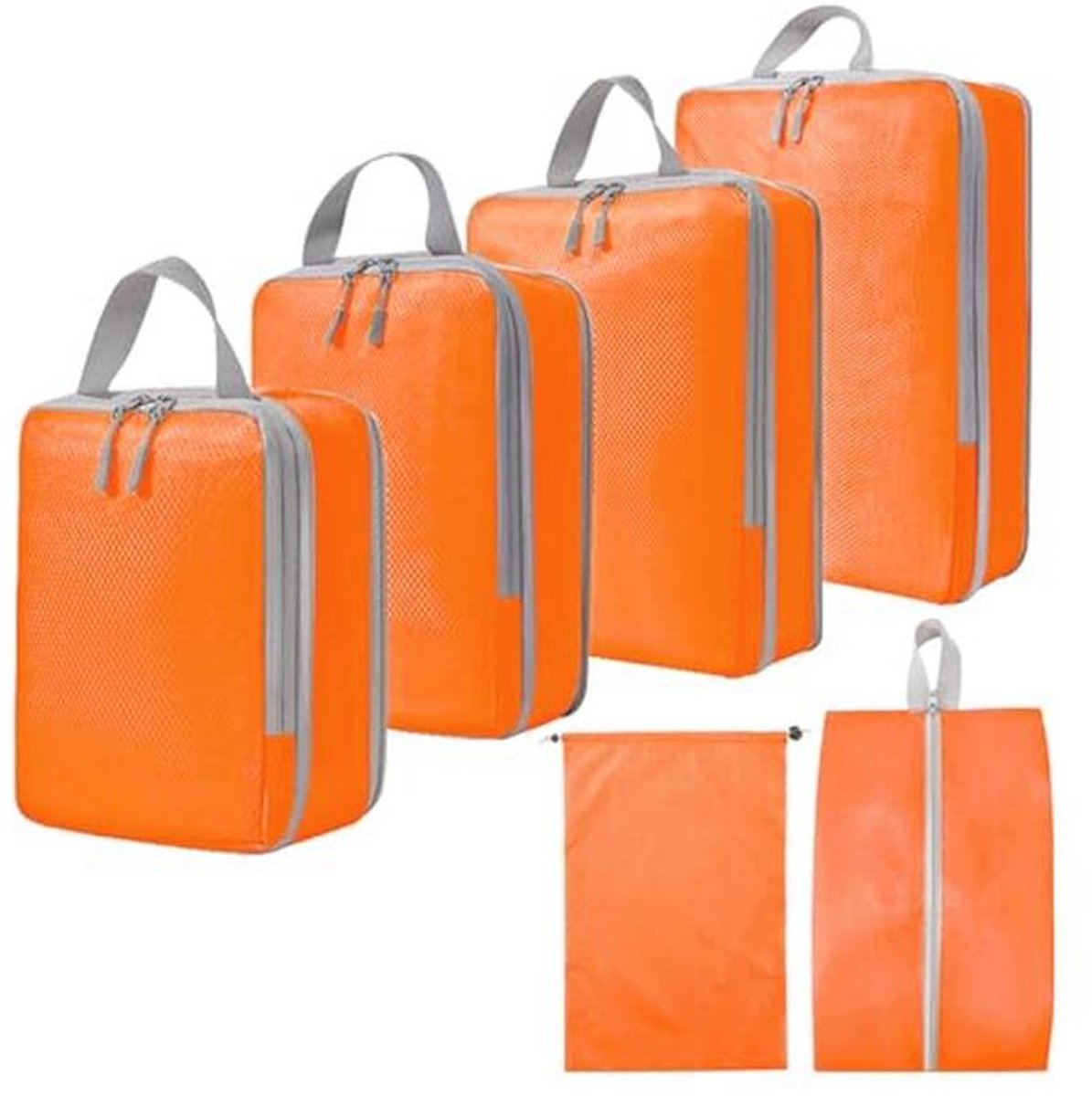 Compressiekubussen voor Lichte Bagage - 6 Stuks in Oranje