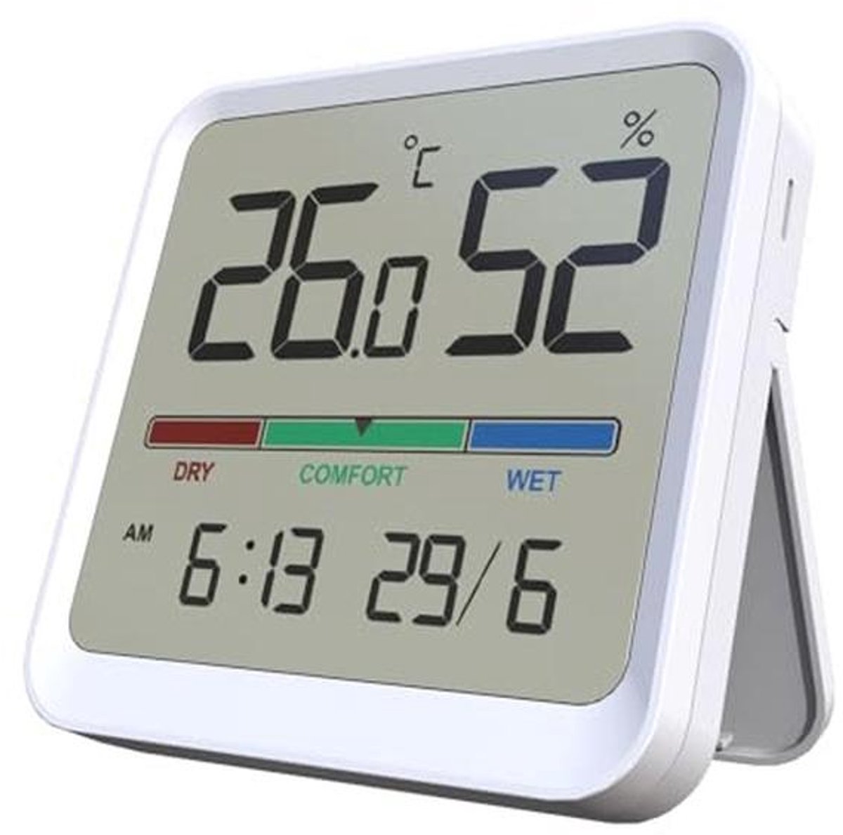 Hygrometer en Thermometer voor Binnen - Nauwkeurige Temperatuur en Luchtvochtigheid Met Datum en Tijdweergave
