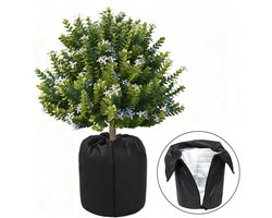Winterplantenbeschermhoes - Vorstbestendige hoes met trekkoord en rits - Potbeschermzak - Geschikt voor buitenplanten, fruitbomen, etc. - Zwart - 65*70cm