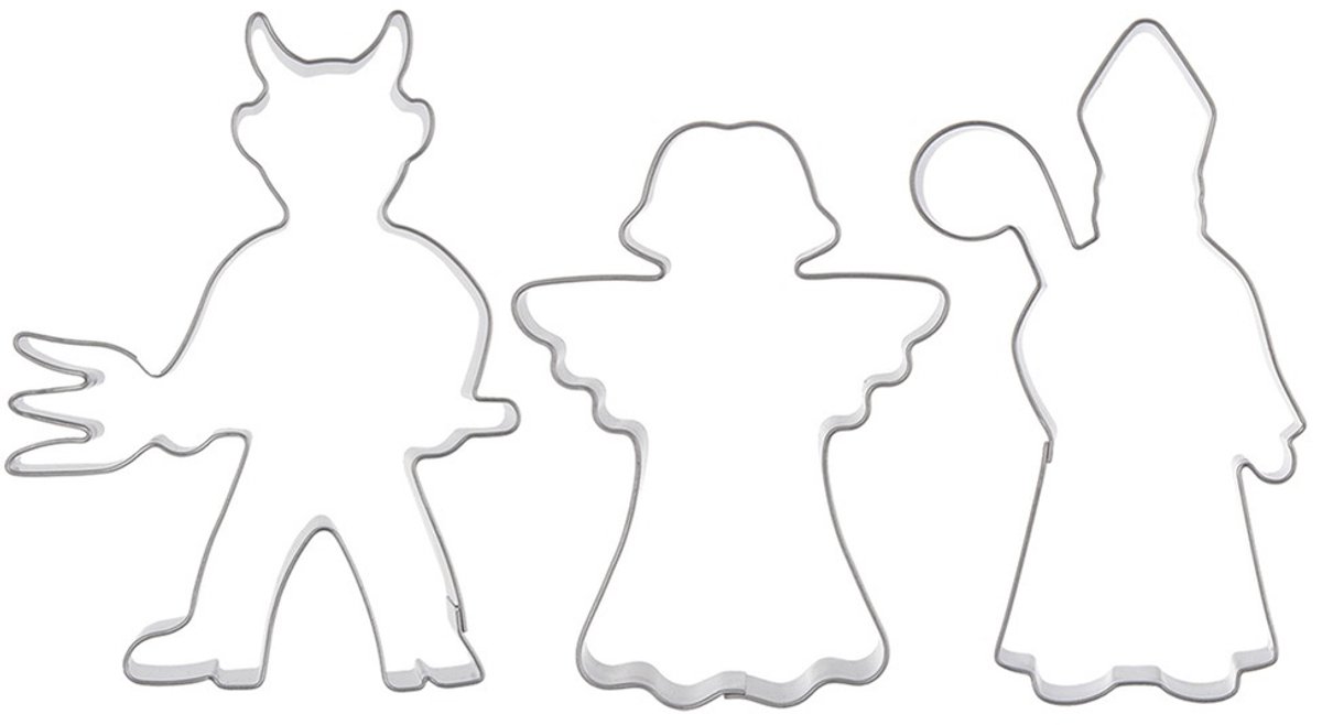 Koekjessnijders Edelstaal Duivel Kerstman Engel 3 stuks - Vormen - Uitsteekvorm - Cookie - Cutter - Uitsteekvormpjes - Koekjes - Bakken - Koekjessnijder