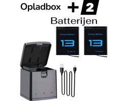 Opladbox voor GoPro Hero 13 Black - Opladbox +2 Batterijen - Opladbox voor 3 Batterijen - Inclusief 2 Batterijen - Gopro 13 - Charger Box for Gopro Hero 13 Black - Fast Charger - Opladbox 4 GoPro 13 Batterijen - GoPro 13 Accessoires - Batterij voor G