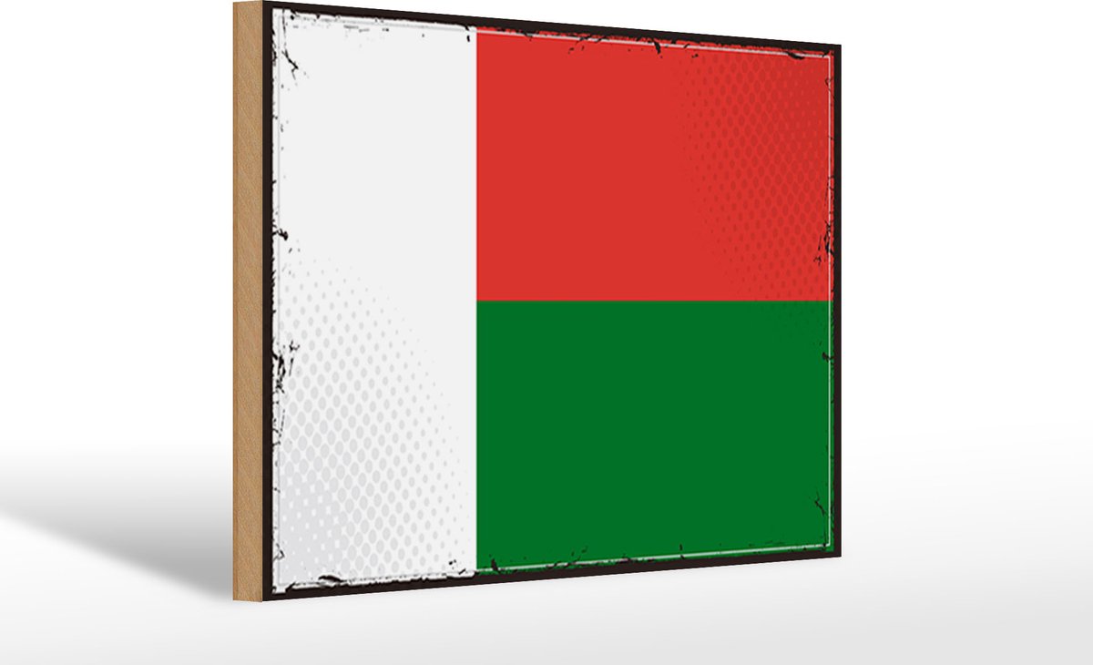 Holzschild Flagge Madagaskars 30x20cm Retro Madagascar