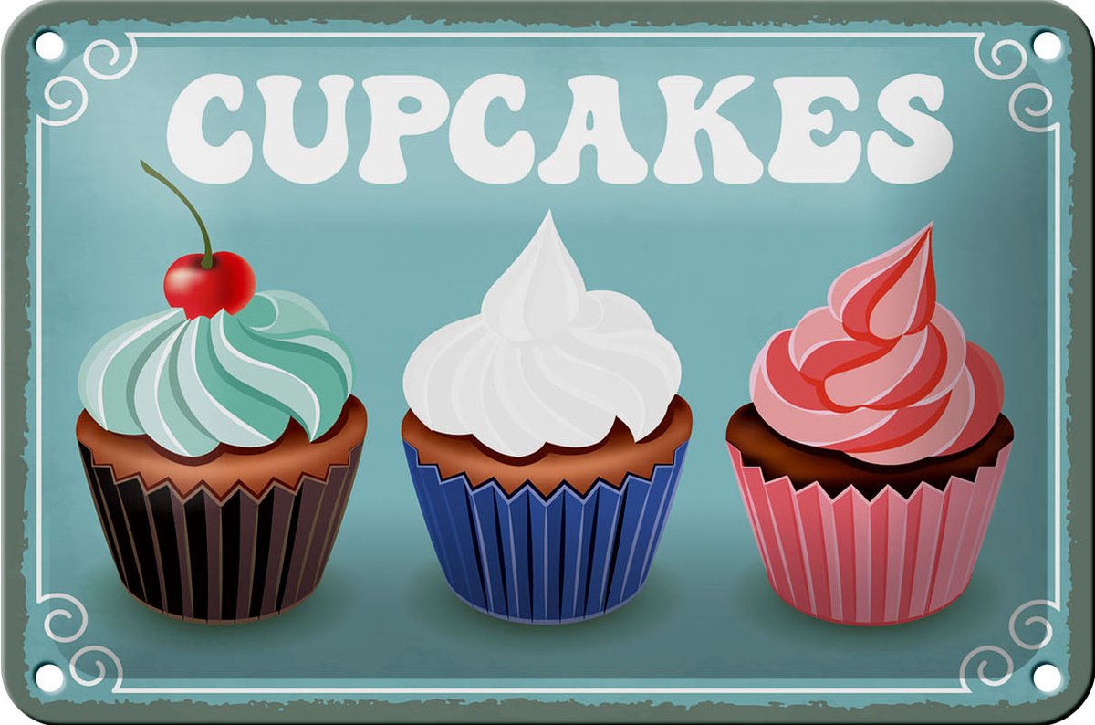 Blechschild Spruch 18x12cm Cupcakes Schild