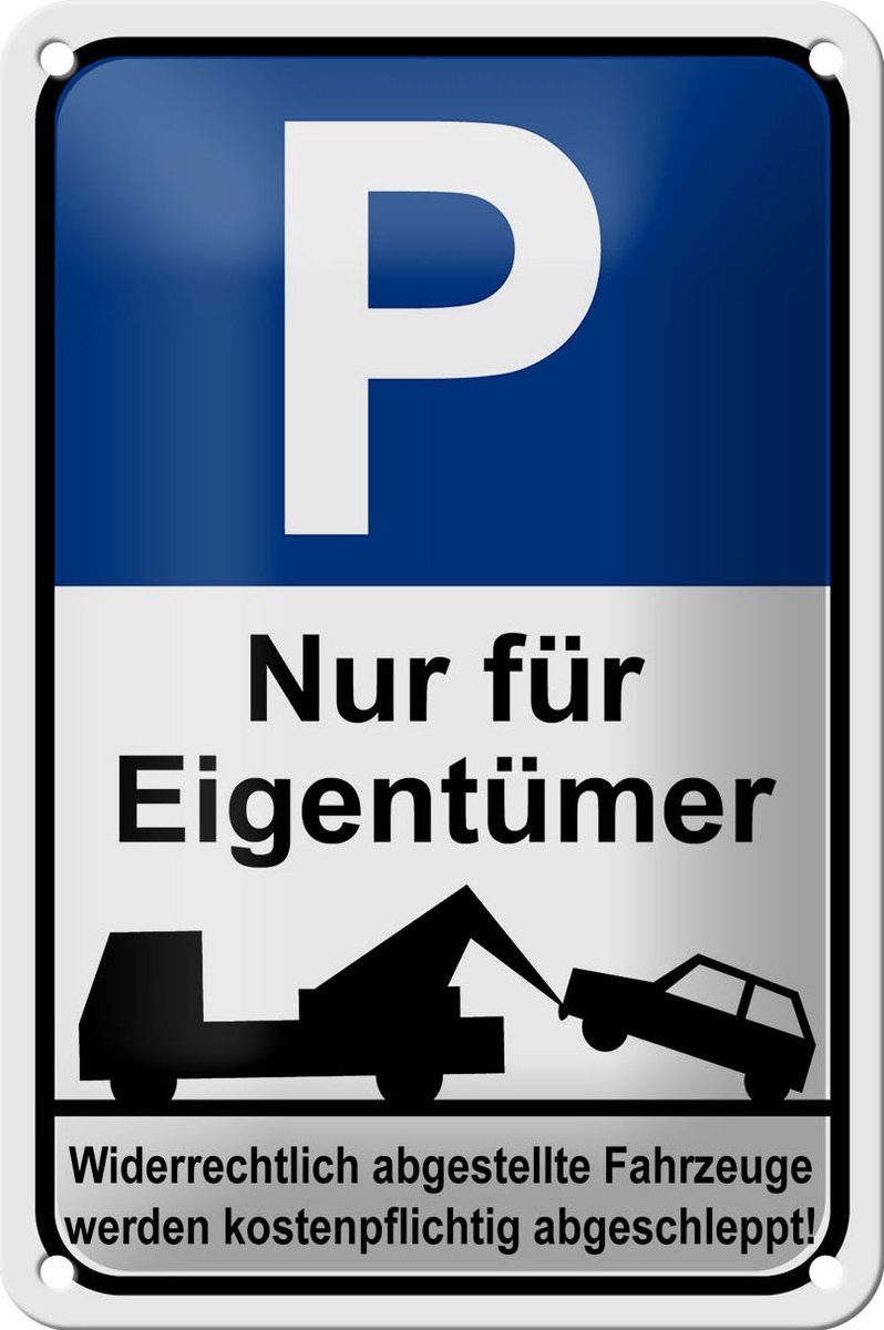 Blechschild Parken 12x18cm Parkplatzschild nur Eigentümer