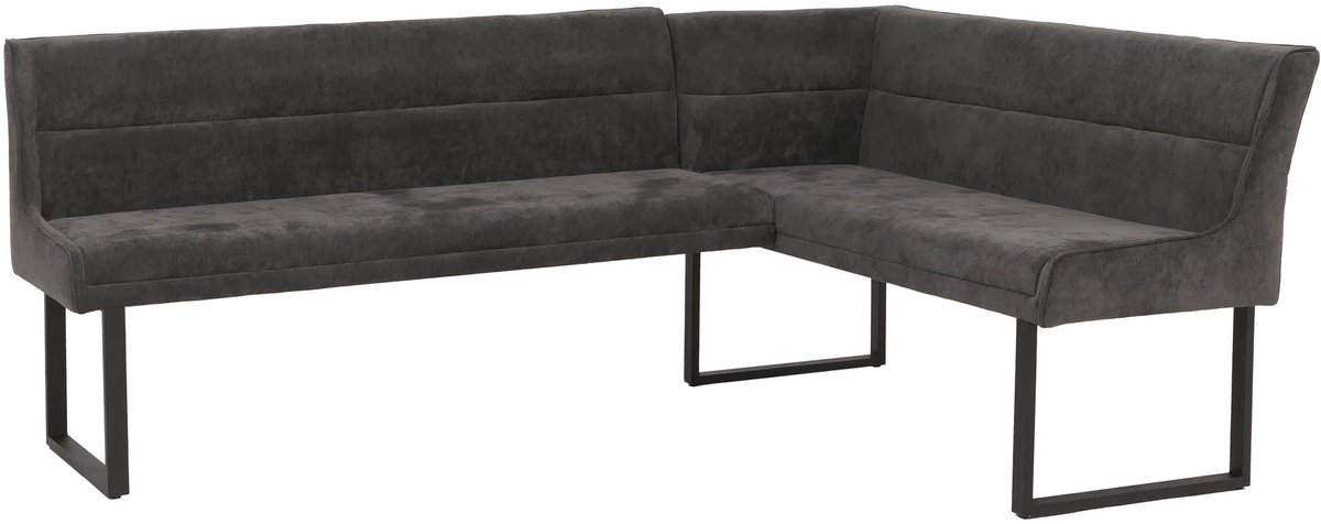 Hoekbank MCW-O81, eetkamerbank, Oeko-Tex (310 g/m²) chenille stof/textiel, metaal, 210 x 159 cm ~ donkergrijs