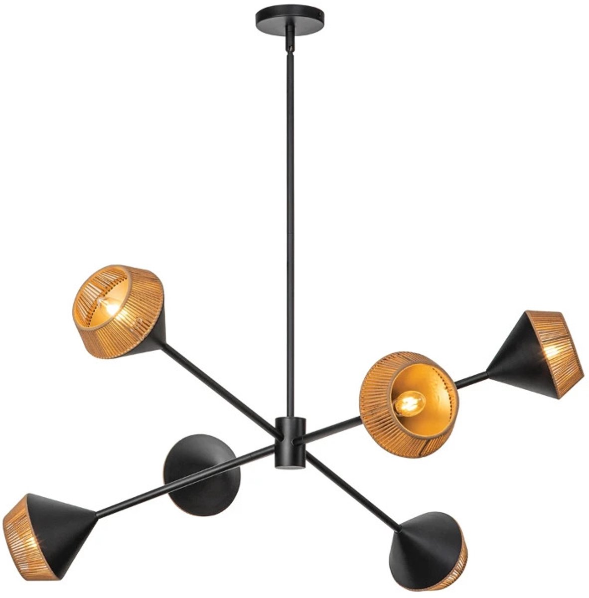 Alora Mood LED Kroonluchter | 6X E14 Max 40W | Matte Black & Natural