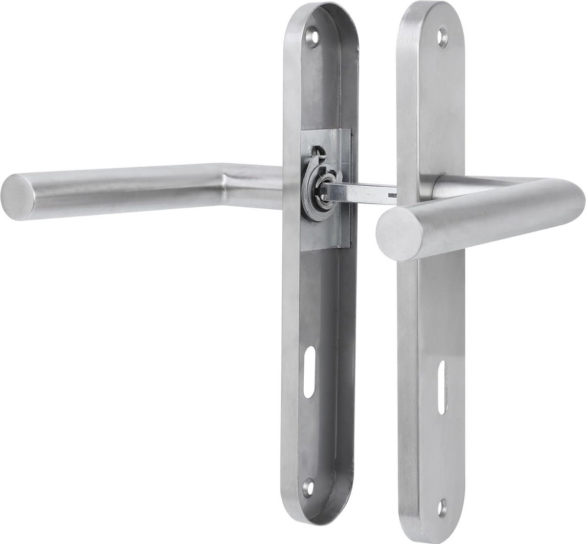 Stunq® Deurgrepen, binnendeuren, deurbeslag, deurbeslag, krukgarnituur, kamerdeurgarnituur, 72MM-BB-bontebaard, set van 1, modern roestvrij staal, 2 deurklinken en 2 lange platen