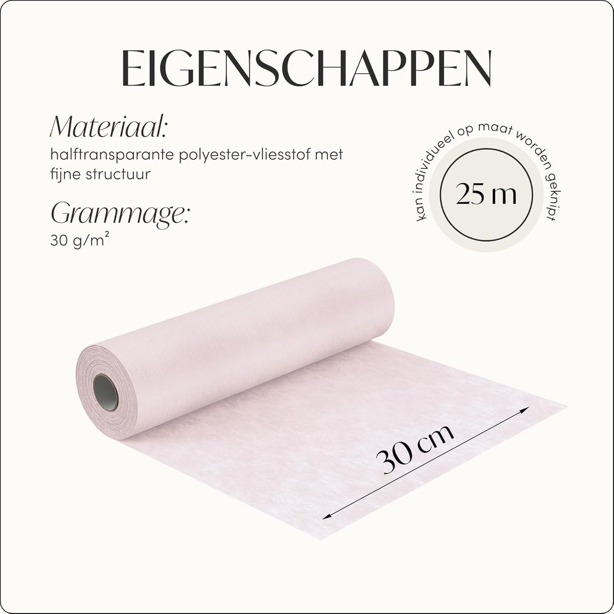 Vliestafelloper 30 cm x 25 m – Elke Kleur voor Bruiloft en Feest - Decoratiestof