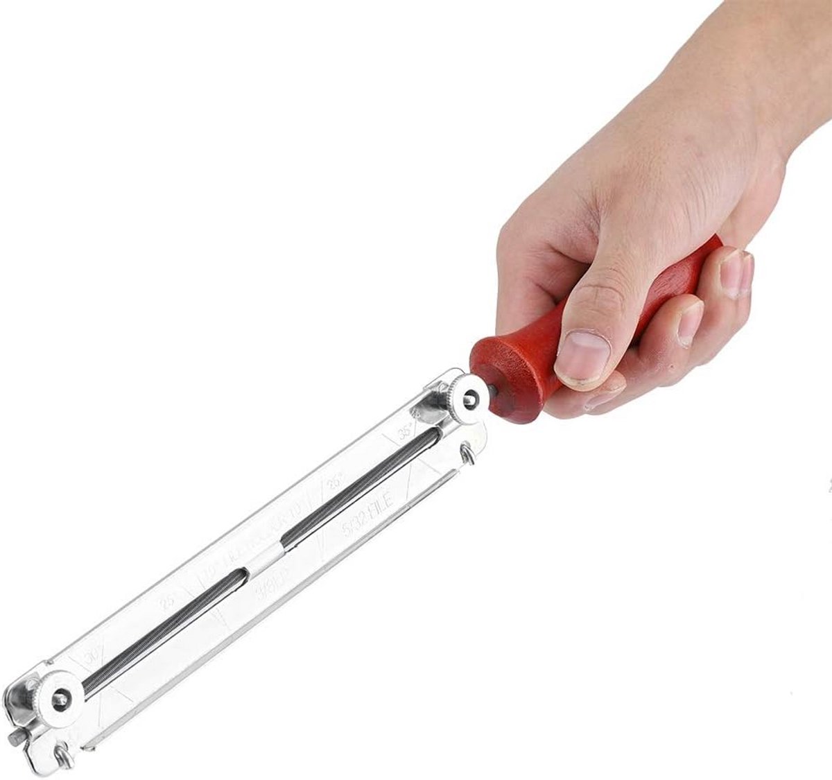 Kettingvijl Set met Houten Handvat voor Slijpen van Kettingzaagbladen - Universeel