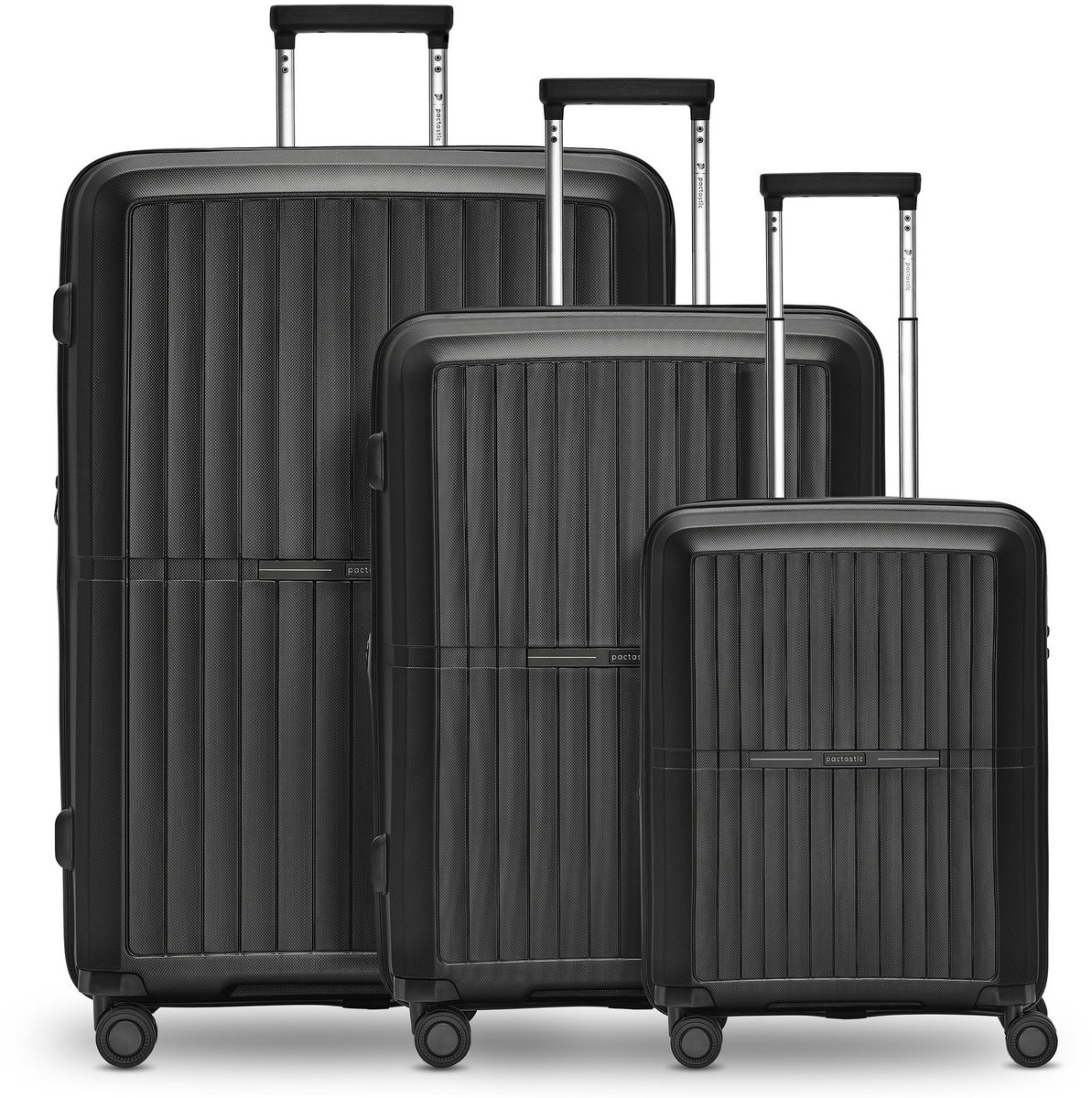 Pactastic Collectie 01 4-wiel kofferset, 3-delig, met rekbare vouw - Harde bagage - TSA slot - black-metallic