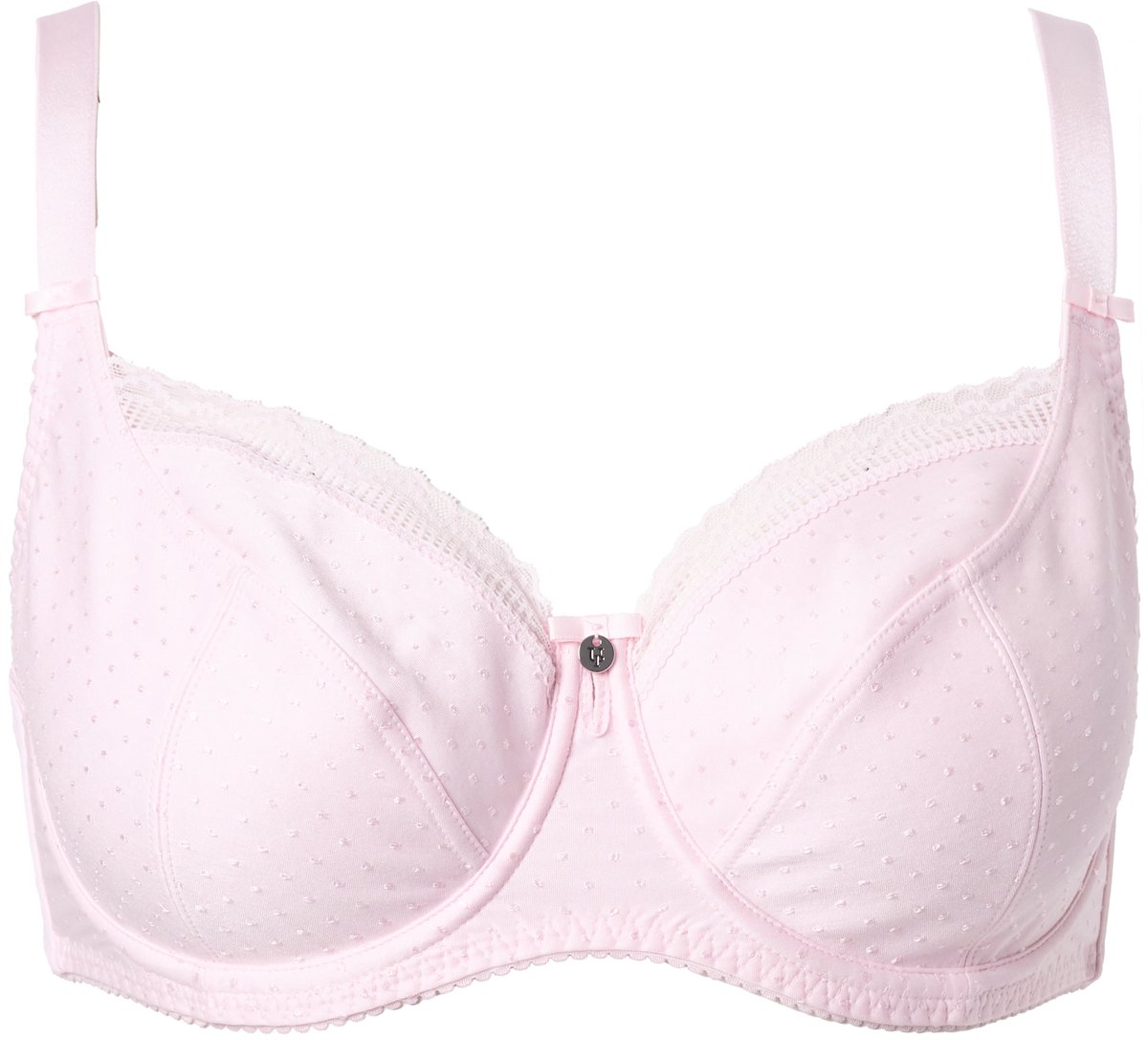 Ulla Popken - Dames - Beugelbeha jacquard kanten rand - Babyroze - Maat 85E
