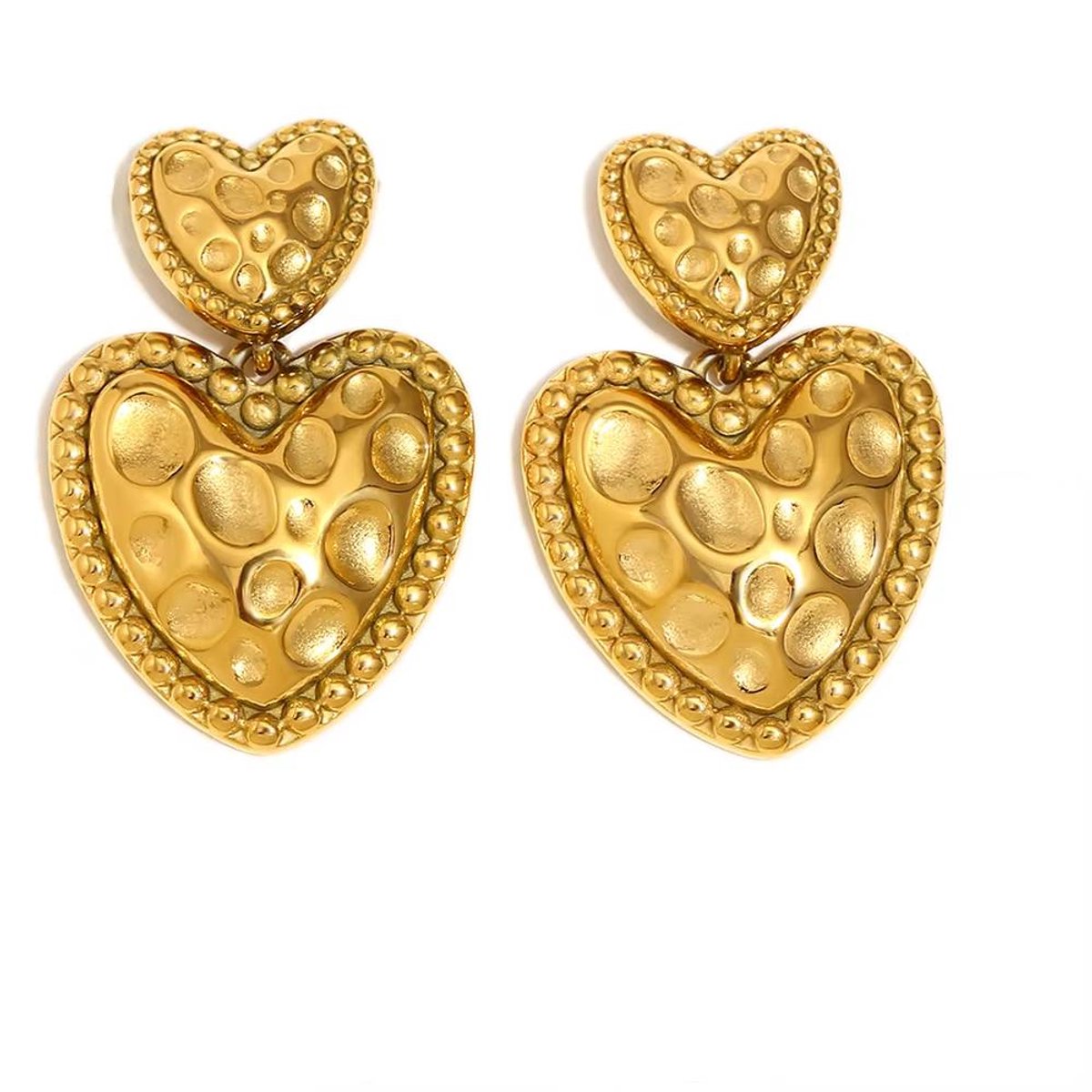 Veldy goudkleurige oorbellen - RVS oorbellen - Stainless steel oorbellen goud/gold - Mooie oorbellen - Goudkleurig