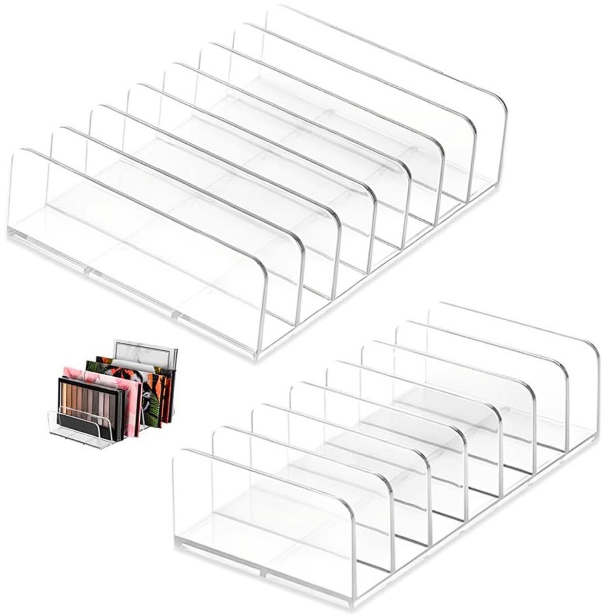 Unyqoos® Transparante make-uporganizer set van 2 met 7 vakken voor een opgeruimd bureau