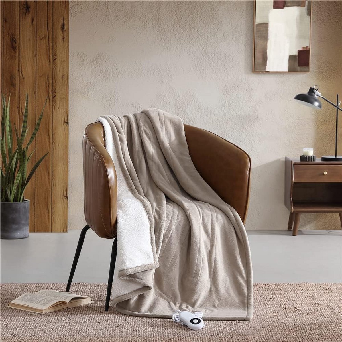 Elektrische Deken - Superzachte Plaid met Sherpa Voering voor Bank of Bed - Warm & Comfortabel