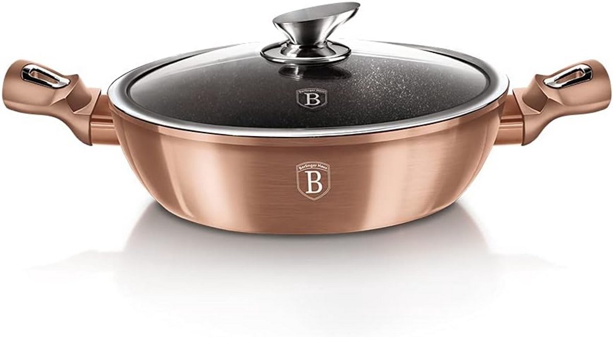 Ovenvaste Koekenpan met Deksel 28 cm - Rose Goud Metallic