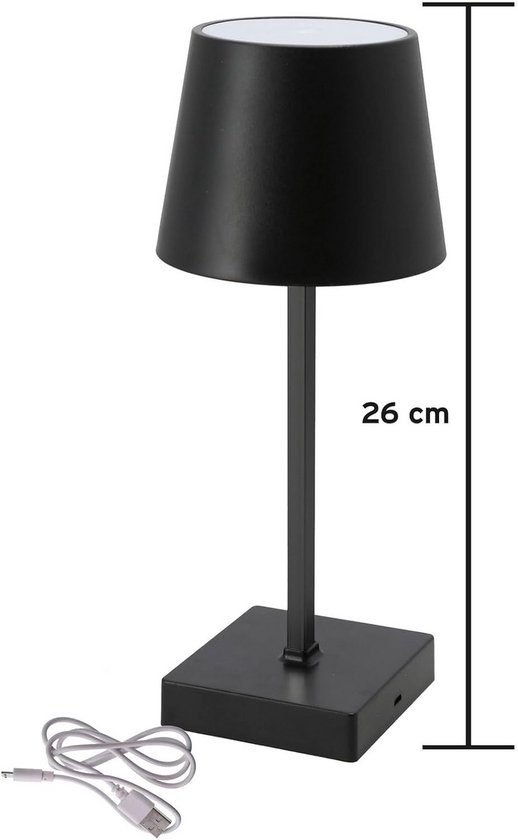 Dimbare LED Tafellamp op Batterijen met Touch Sensor - Zwart - Sfeervolle Nachtlamp voor Bureau of Bedside — afbeelding 5