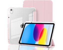 Hoes geschikt voor iPad 2025 hoes Rose Goud - iPad A16 hoes 11th Generation hoes - iPad 2022 hoes Smart Case met Harde Doorzichtige Achterkant en Pencil Slot