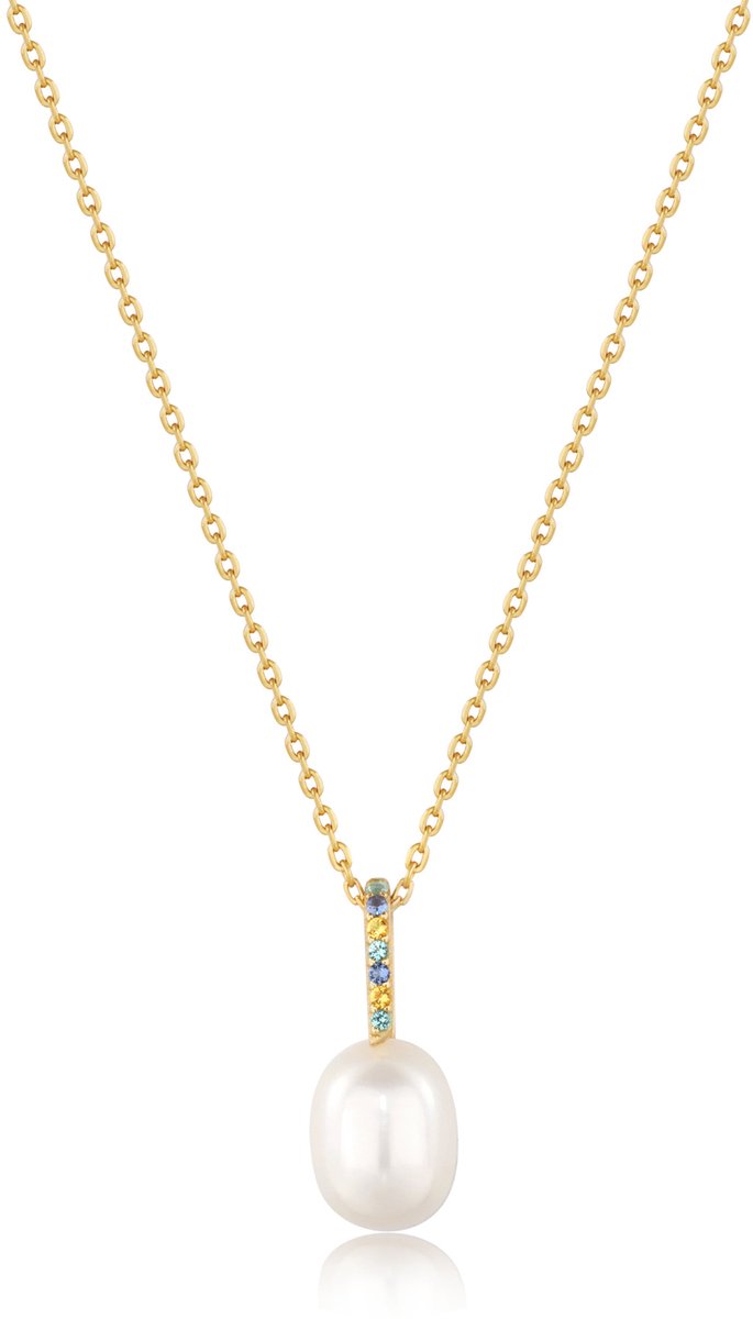 Ania Haie AH N054-01G Modern Muse Dames Ketting - Collier - Sieraad - Ketting met hanger - Zilver - Goudkleurig - 925 Zilver - Parel - Anker - 5 mm breed