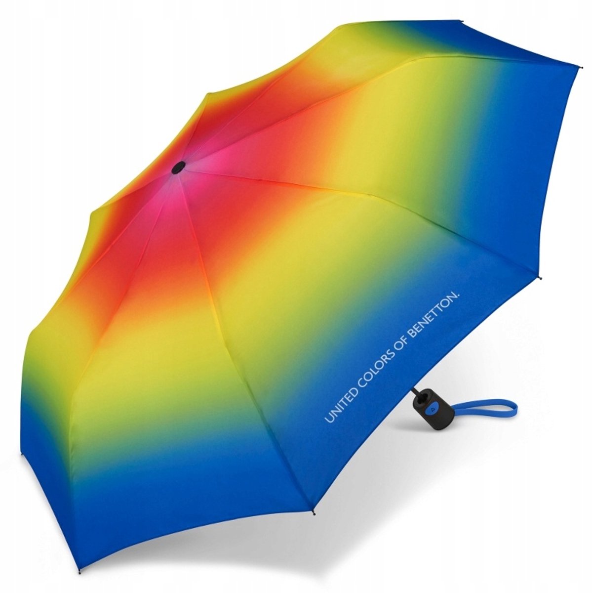 Benetton Damesparaplu Gradient Blauw-Geel Automaat met Schoffels