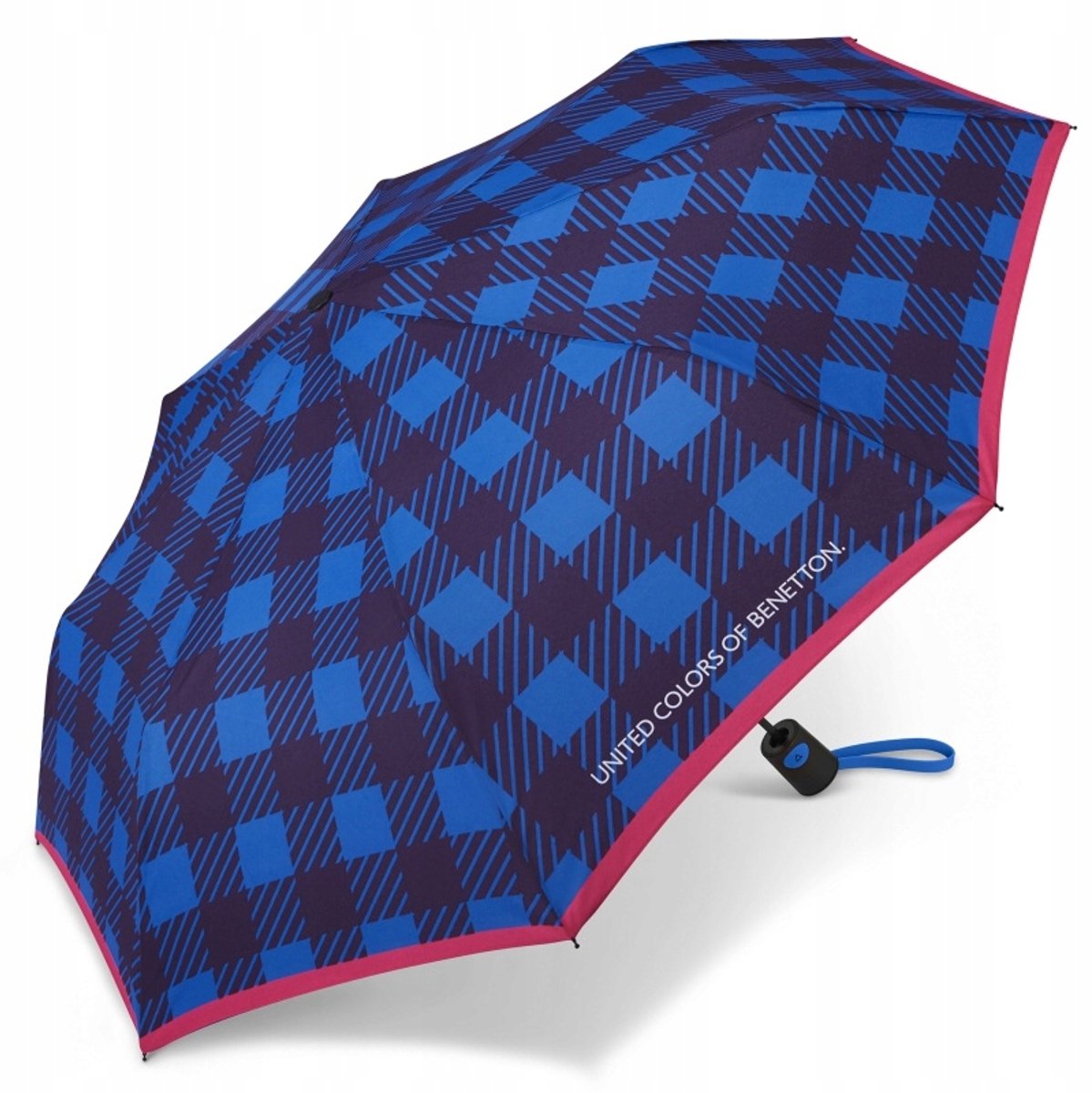 Benetton Automatische Paraplu Dames Marineblauw Met Hoes