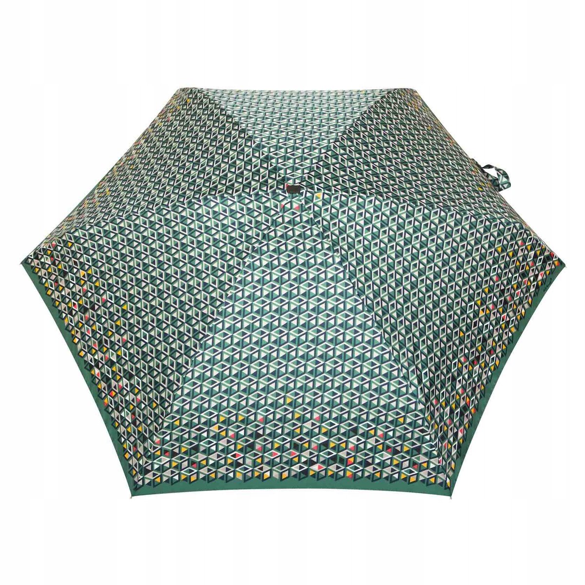 Super Mini Paraplu Damen, plat, compact, groen Kubus patroon