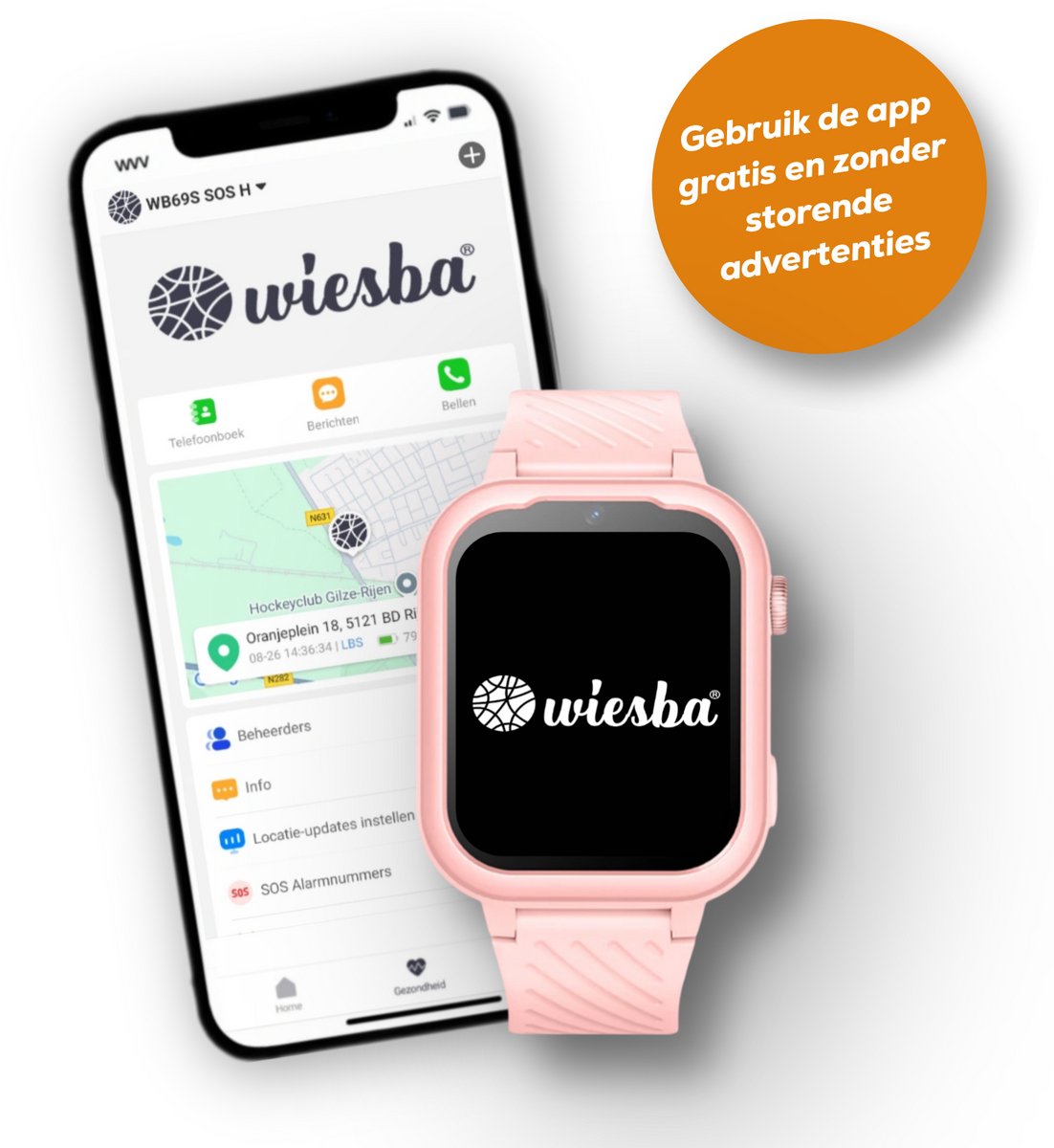 Wiesba WB39 - smartwatch kinderen - gps horloge kind - kinderhorloge bellen - gps tracker kinderhorloge - kinderhorloge met gps - kinderhorloge - Roze