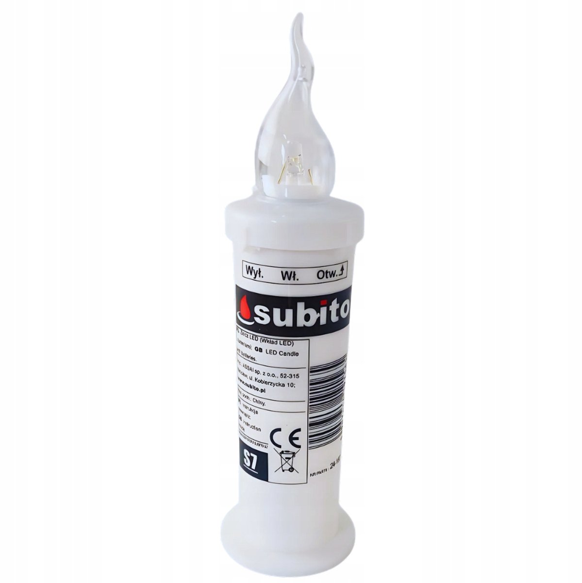Subito LED S7 Kaarsinzet - Wit, 16,5 cm, 2xAA