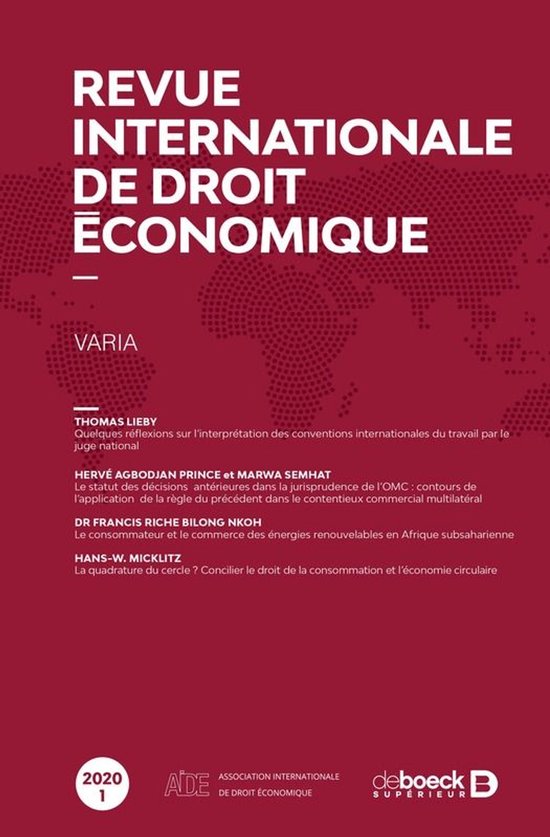 Revue internationale de droit économique - cover