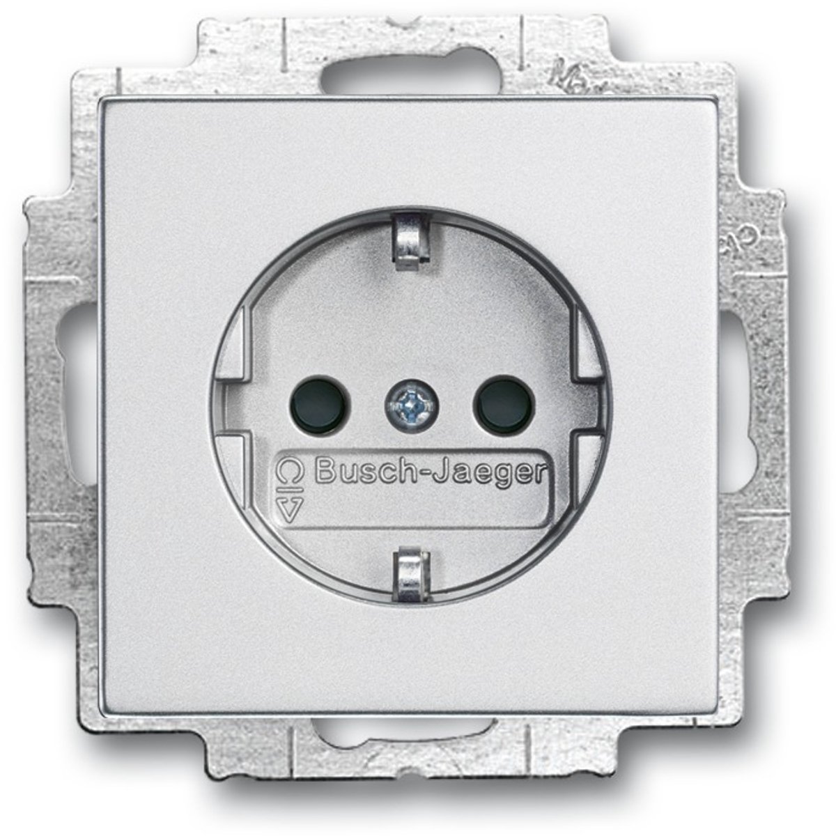 ABB Busch-Jaeger inbouwcontactdoos met randaarde - f-aluzilver (2CKA002013A5293) - wandcontactdoos