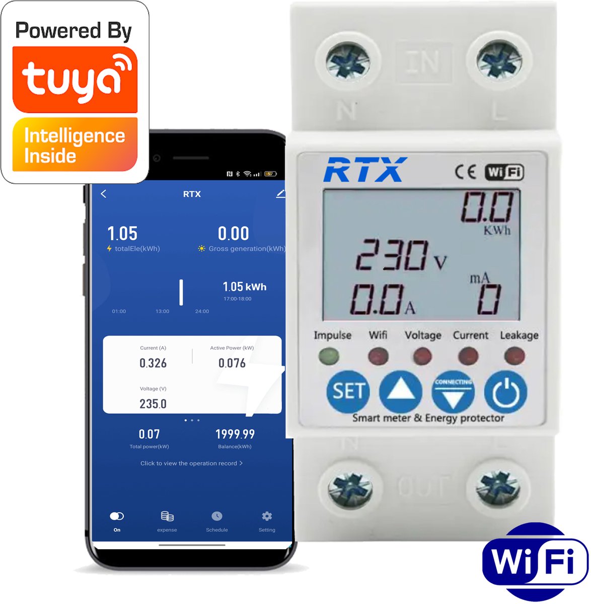 RTX WiFi Energiemeter 63A DIN-rail | Uw slimme huis