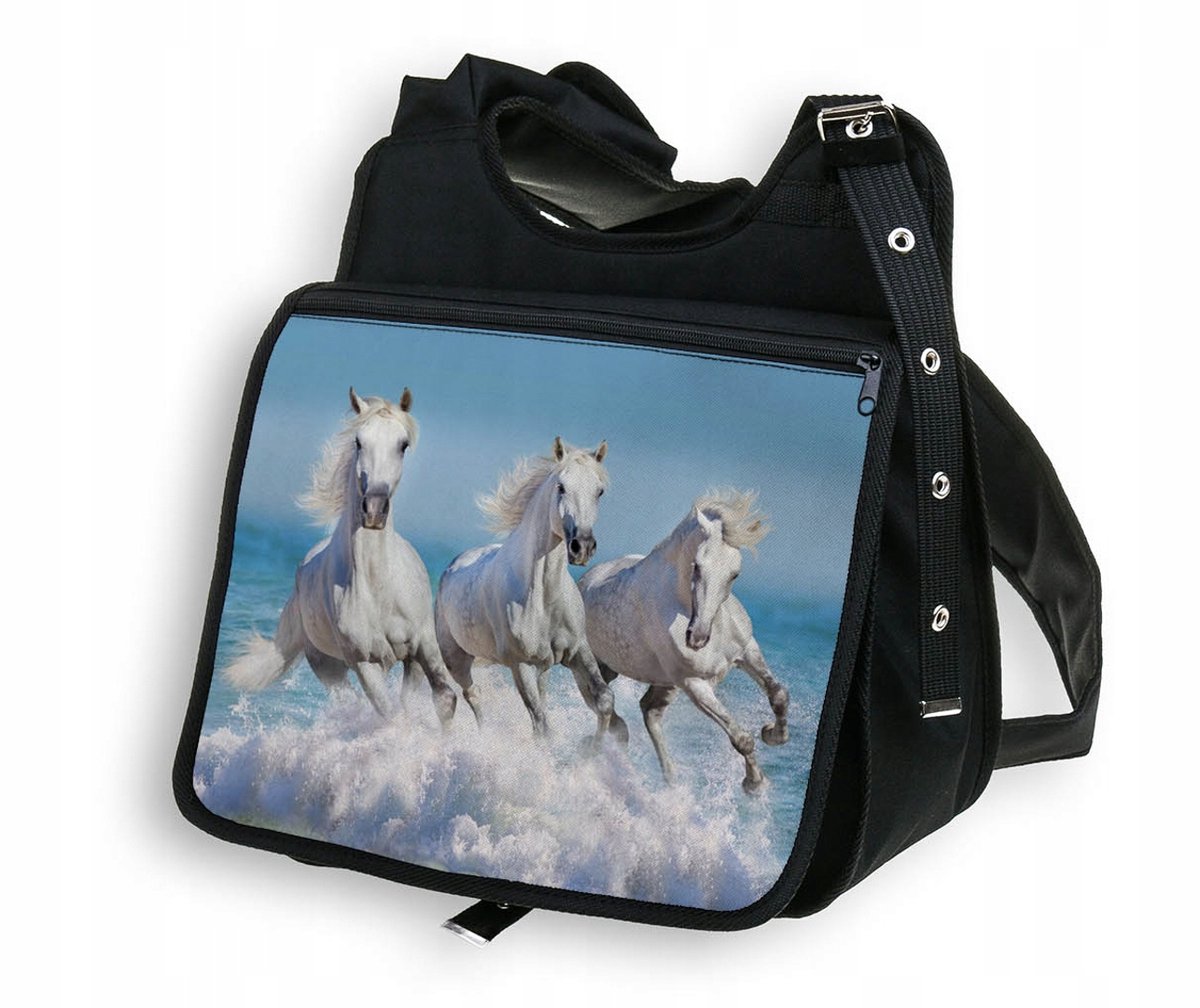 Grote A4 Schoudertas met Klep en Paardenprint - Merkloos