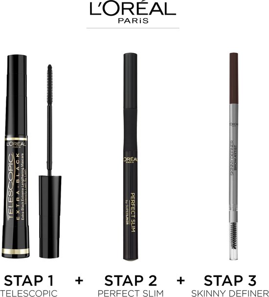 L’Oréal Paris Telescopic Mascara - Lengte Mascara voor Zichtbaar Langere Wimpers - Flexibel multi-precisie borsteltje - Extra Zwart - 8ML