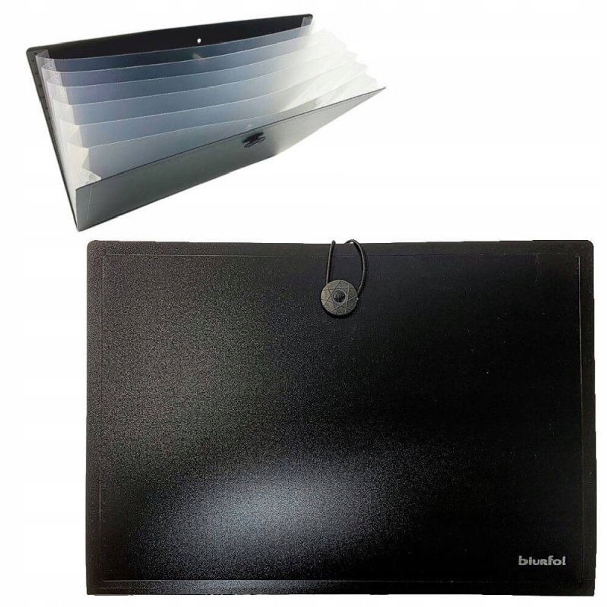 Biurfol A4 Accordeonkaart 7 Vakken Zwart Plastic Organizer
