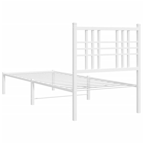 vidaXL - Bedframe - met - hoofdbord - zonder - matras - metaal - wit - 75x190 - cm
