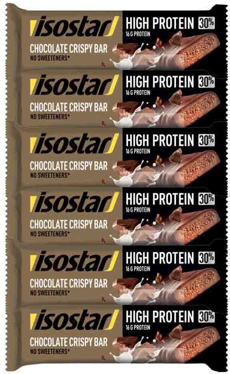 Isostar - High Protein Sportreep Chocolate - 6 x 55 gr - Voordeelverpakking
