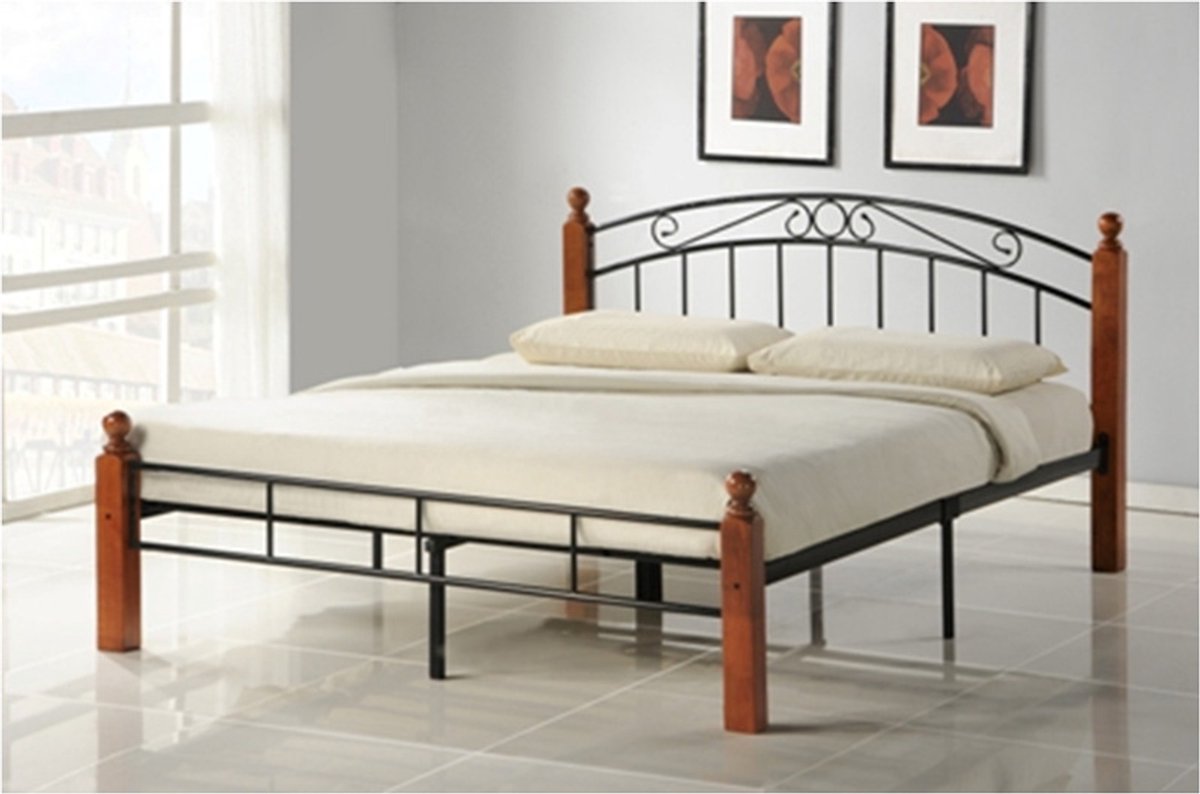 Homestyle4u Tweepersoonsbed - 180 x 200 cm - Metalen bed - met lattenbodem