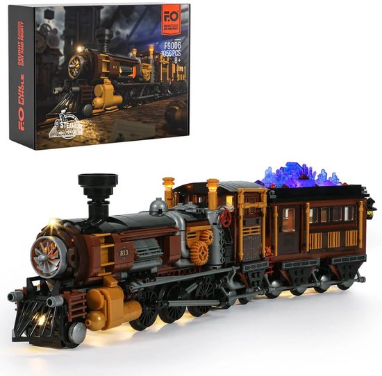 Lumibricks Steampunk Ore Train Bouwpakket - Met LED verlichting - Miniatuur huisjes - DIY modelbouw met 1056 bouwstenen - Bouwpakketten volwassenen - Bouwdoos F9006
