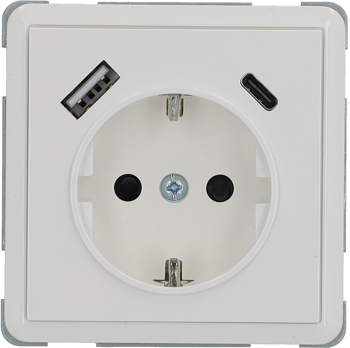 Peha Standard contactdoos inbouw - 1-voudig - randaarde - USB A/C - polarwit